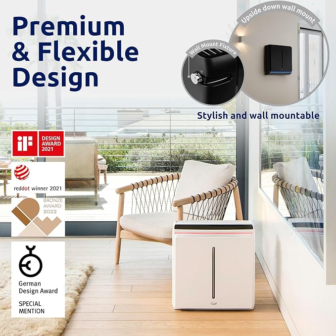 Rabbit Air, A3 SPA-1000N Air Purifiers for Home, Ultra Quiet HEPA Air Purifier- Wall Mountable Air Purifiers for Home Large Room, Allergies, Dust, Mold, Smoke & VOCs(White, Asthma & Allergy Friendly)