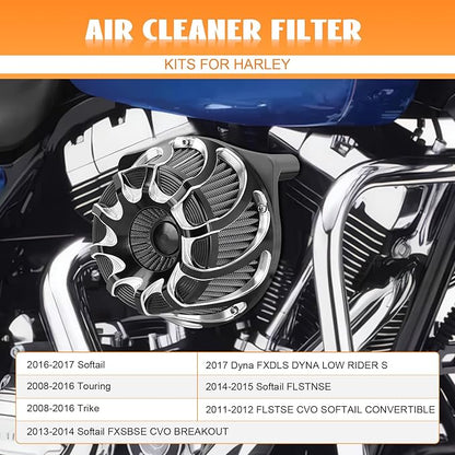 High Flow Air Cleaner Intake Filter System Kit Air Filters Cover Drift Style for Harley Touring 2008-2016 Softail '16-'17 FLSTNSE '14-'15 FLSTSE 2011-2012 FXSBSE 2013-2014 Dyna FXDLS 2017
