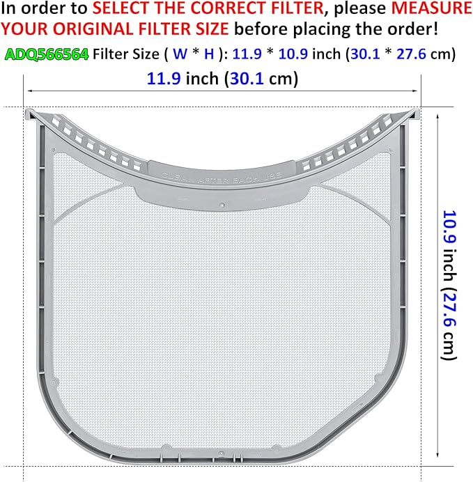 ADQ566564 Lint Filter Replacement for LG and Kenmore Dryers, Rim Without Felt Seal, Ultra Durable Lint Screen Trap with Dryer Vent Lint Brush