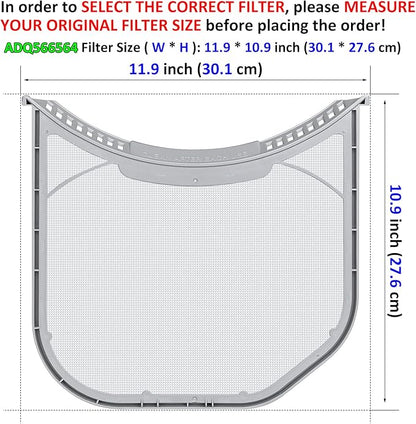 ADQ566564 Lint Filter Replacement for LG and Kenmore Dryers, Rim Without Felt Seal, Ultra Durable Lint Screen Trap with Dryer Vent Lint Brush