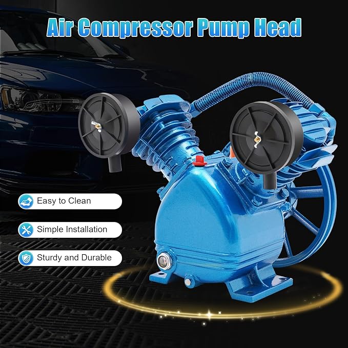 V Air Compressor Pump Head for 3 HP 2 Piston Motor Twin Cylinder Single Stage,Air Compressor Pump Motor Head Single Stage, in Tools & Home Improvement Portable Air Compressors