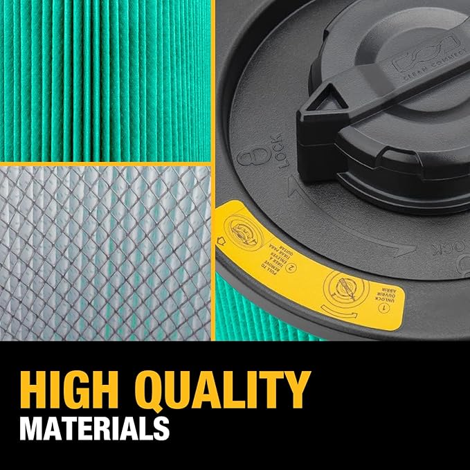DEWALT Shop Vac Filter, HEPA Vacuum Filter Replacement DXVC4003, Shopvac Filter Washable and Reusable, Fit for Dewalt Wet and Dry Vacuums DXV04T, DXV05P, DXV05P-QT, DXV05S, DXV06G, DXV06PL,DXV08S