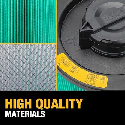 DEWALT Shop Vac Filter, HEPA Vacuum Filter Replacement DXVC4003, Shopvac Filter Washable and Reusable, Fit for Dewalt Wet and Dry Vacuums DXV04T, DXV05P, DXV05P-QT, DXV05S, DXV06G, DXV06PL,DXV08S