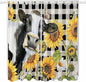 Retro Sunflowers Living Room Curtains 96 Inch Length, Window Curtains Tab Top, Farmhouse Floral Cow Butterfly Black Plaid Light Filtering Window Treatments Drapes 52"x96" 2 Panel