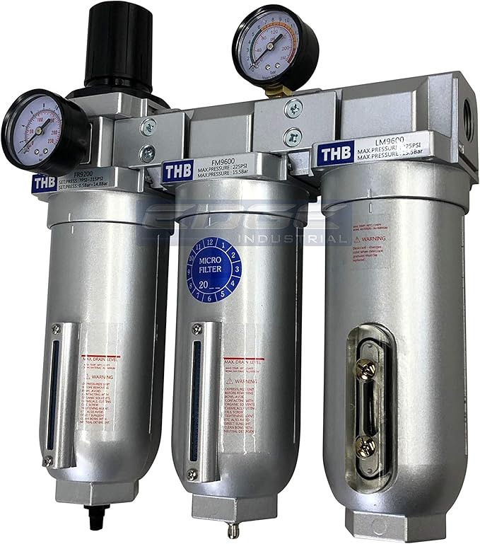 SUPER HEAVY DUTY HIGH FLOW AIR FILTRATION SYSTEM, 2 STAGE PARTICULATE FILTER PLUS OIL REMOVING COALESCING FILTER COMBINATION (3/4" NPT, AUTO DRAIN)