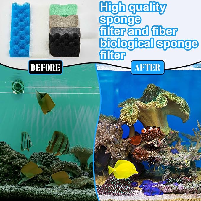 68 Pcs Canister Filter Media Kit Compatible with Fluval 406/407 Filter Media, Including Mesh Bags, 2 Packs of Ceramic Rings (500g Each), Quick Clear Foam, Nitrite/Phosphate/Ammonia Remover