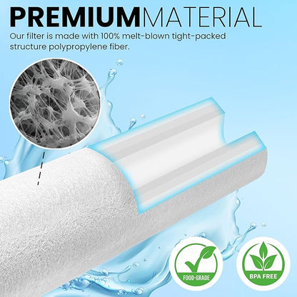 Metpure 6-Pack Sediment Filter 2.5"x10" 5 Micron Multi-Gradient Cartridge Replacement for Any Standard RO Drinking Water System, Whole House Filtration. Compatible with DuPont, Compatible with Pentek
