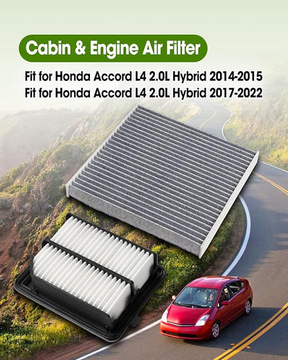 Cabin Air Filter Replace CF10134 & Engine Air Filter Replace CA11399 Compatible with Honda Accord L4 2.0L Hybrid 2014-2015 2017-2022