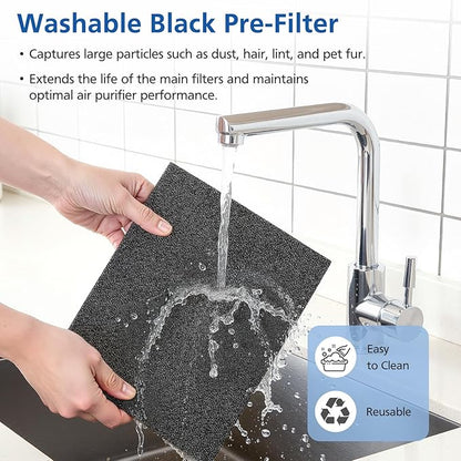 LINNIW TZ-K2 Replacement Filter Compatible with ToLife Air Purifier TZ-K2, 3-in-1 Filtration Systemwith Activated Carbon & Pre-filter, TZ-K2-A replacement filter, 2 Pack