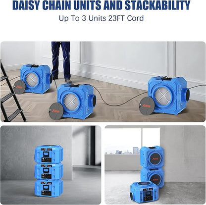 650CFM Hepa Air Scrubber with 4-Stage Filtration, Stackable Negative Air Machine, Commercial Air Purifier with MERV-10/HEPA/Carbon Filters for Water Damage, Construction, Industrial and Home Use
