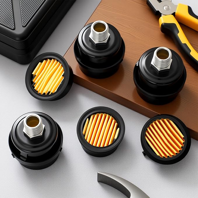 4 Pack Air Compressor Silencer, 1/2'' Air Compressor Intake Filter Silencer and 20mm Filter Noise Muffler Replacement Parts