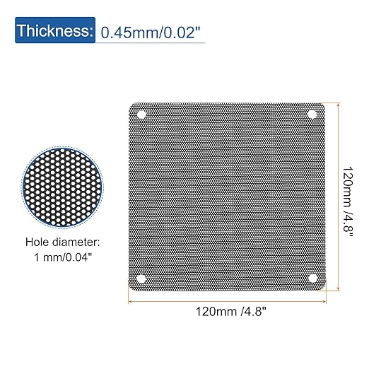 MECCANIXITY 20PCS PC Dust Filter, 120mmx120mm PVC Computer Case Cooler Dustproof Mesh Cover Fan Grills for Computer Chassis Speaker, Black