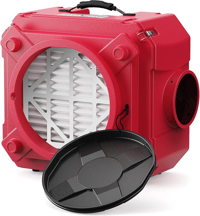 ALORAIR Air Scrubber with 3 Stage Filtration, Stackable Negative Air Machine for Industrial and Commercial Use, Heavy Duty Air Cleaner with MERV-10 Filter, HEPA/Activated carbon Filter, Red