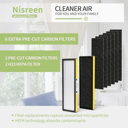 Filter C FLT5000 Filter Compatible with Germ-Guardian True Hepa Filter Air Puri-fier AC5250PT AC5000E AC5300B AC5350W, 2 HEPA and 6 Pre-Filter