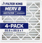 Filter King 20.5x20.5x1 Air Filter | 4-PACK | MERV 8 HVAC Pleated A/C Furnace Filters | MADE IN USA | Actual Size: 20.5 x 20.5 x .75"