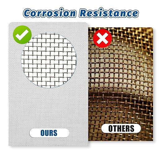 6 Pack 8.27 x 5.9 Inch Stainless Steel Wire Mesh Screen, 20 Mesh Woven Metal Wire Net for DIY Projects, Vent, Cage, Garden, Window, Easy to Cut and Resistant to Rust, Prevents Rodents from Enter