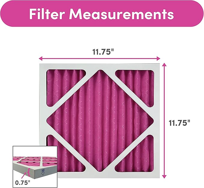 Colorfil 12x12x1 Air Filter (6-Pack) | Made in the USA | Color Changing | Remove Cat and Dog Odor | MERV 8 for Pet Hair Dander and Dust | 11.75"x11.75"x0.75" Exact Size
