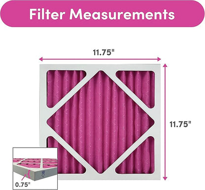 Colorfil 12x12x1 Air Filter (6-Pack) | Made in the USA | Color Changing | Remove Cat and Dog Odor | MERV 8 for Pet Hair Dander and Dust | 11.75"x11.75"x0.75" Exact Size