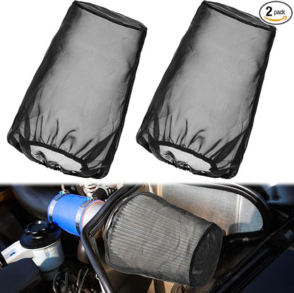Meonum 2 Pack Cone Air Intake Filter Cover, Universal Cold Air Filter Sock Dustproof Protective Cover, Car Motorcycle Cleaner Wrap Accessories for High Flow Cone Intake Filters (Large)