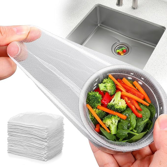 400 Pcs Disposable Mesh Sink Strainer Bags, Kitchen Sink Strainer Mesh Bag for Various Sizes Scalability Non-Clog Filter Bags for Collecting Kitchen Food Waste Leftover Garbage