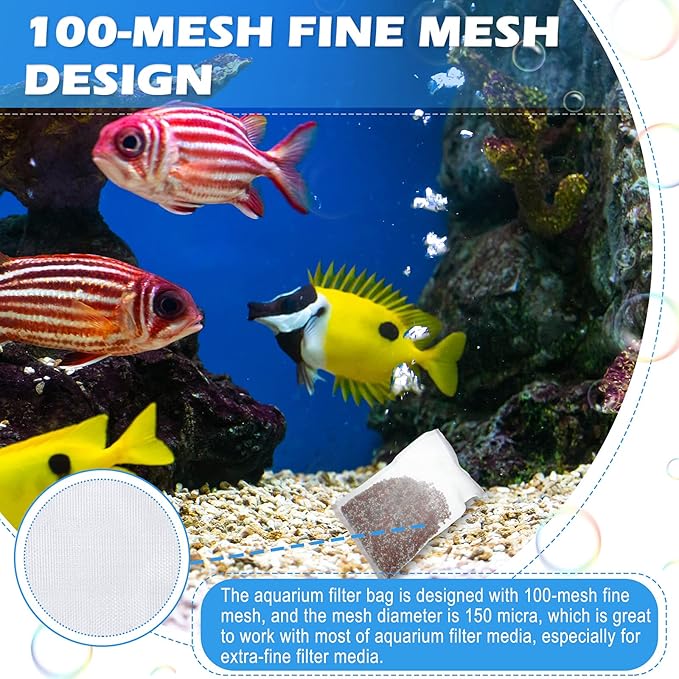 Shappy 15 Pcs 3 Sizes Aquarium Filter Mesh Bags 150 Micrometer Fine Filter Fish Tank Media Bags with Zipper for Activated Carbon Biospheres Ceramic Rings, 4 x 6 Inch, 7.9 x 6 Inch, 7.9 x 11.8 Inch