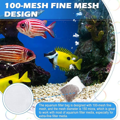 Shappy 15 Pcs 3 Sizes Aquarium Filter Mesh Bags 150 Micrometer Fine Filter Fish Tank Media Bags with Zipper for Activated Carbon Biospheres Ceramic Rings, 4 x 6 Inch, 7.9 x 6 Inch, 7.9 x 11.8 Inch