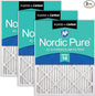 Nordic Pure 14x20x1 (Actual Size: 13 1/2 x 19 1/2 x 3/4) Pleated Air Filters MERV 14 Plus Carbon 3 Pack