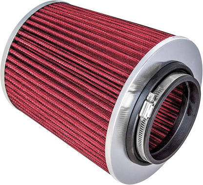 Mortar Aftermarket Auto Air Filter Replacement - Car Enthusiast Class Universal Cold Air Intake Gulps in More Air for More Engine Power & Passionate Induction Sound, 3 In, Red