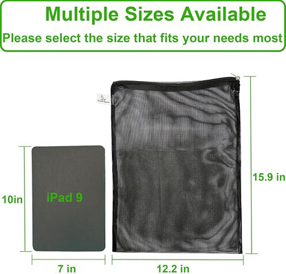 10 Pcs 12.2" x 15.9" Filter Media Bags, Extra Large Fish Tank Media Mesh Filters Bags for Activated Carbon, Ceramic Rings, Aquarium Mesh Reusable Bags with Zipper, Black.