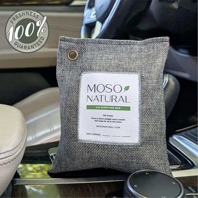 Moso Natural Air Purifying Bag 200g | HGTV Editor's Pick | Premium Bamboo Charcoal Odor Absorber for Home & Car | Closet Odor Eliminator & Car Air Freshener | Long Lasting Charcoal Bags Cover 90sqft