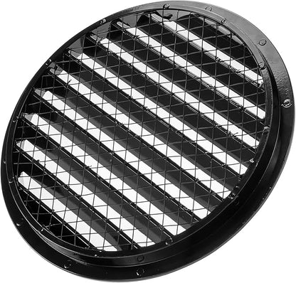 Repa Market 10" Inch Aluminum Black Soffit Air Vent Cover - Louvered Round Gable Vent with Mesh Screen - Exhaust/Intake Ventilation Grill for House, Attic, Bathroom - Outdoor Metal Duct Grate