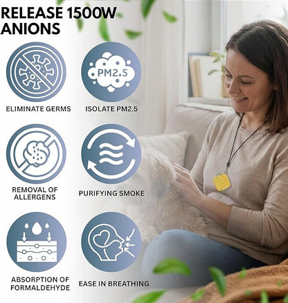 Portable Air Purifier for Travel, Gym, Office, Car – Wearable/Neckless Filterless Ionic Purifier, 50 Million Ions/cm³ for Dust,Asthma,Allergies, Odor Removal – 600 mAh Rechargeable