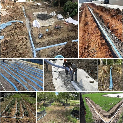 Commercial French Drain Pipe for Water Drainage, Construction Site/Sports Field Perforated Pipes & Weeping Tile, Dia 2in 3.9in 5.9in Wide Underground Drainage Systems(Dia 5cm/2in,Long 21m/68.9ft)