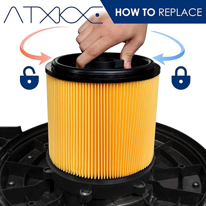 ATXKXE VCFS Replacement Filter for Vacmaster Standard Cartidge Filter and Retainer, 2pack