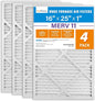 LotFancy 16x25x1 Air Filter MERV 11 4-Pack, Electrostatic Pleated AC Furnace Air Filter, Captures Dust, Smog & Pet Dander, Actual Size: 15.75"x24.75"x0.75"