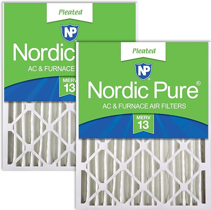 Nordic Pure 20x20x4 (Actual Size: 19 1/2 x 19 1/2 x 3 5/8) Pleated MERV 13 Air Filters 2 Pack