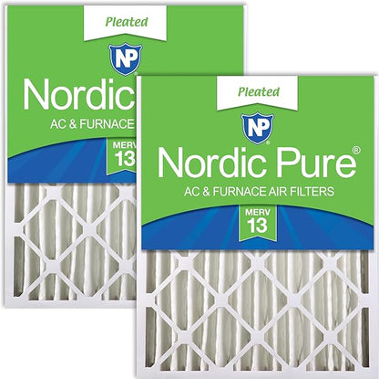 Nordic Pure 20x20x4 (Actual Size: 19 1/2 x 19 1/2 x 3 5/8) Pleated MERV 13 Air Filters 2 Pack