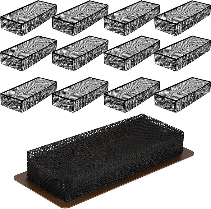 12 Pack Floor Register Cover Trap 4 X 12 Inch Vent Screen Net Black Air Vent Mesh Nets Home Floor Net Trap Floor Vent Mesh Filters Keeps Bugs, Coins, Pet Hair, Food Out