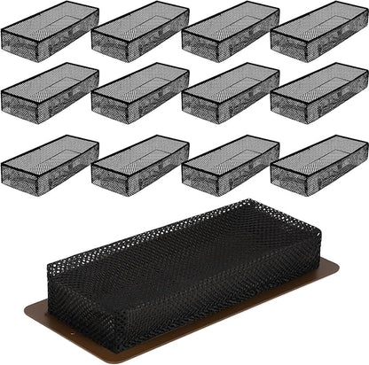 12 Pack Floor Register Cover Trap 4 X 12 Inch Vent Screen Net Black Air Vent Mesh Nets Home Floor Net Trap Floor Vent Mesh Filters Keeps Bugs, Coins, Pet Hair, Food Out