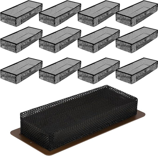 12 Pack Floor Register Cover Trap 4 X 12 Inch Vent Screen Net Black Air Vent Mesh Nets Home Floor Net Trap Floor Vent Mesh Filters Keeps Bugs, Coins, Pet Hair, Food Out