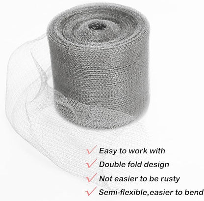 Wire Mesh Hole Fill Fabric 5 in X 103Ft, Weep Holes Filler and Covers, Upgraded Stainless Steel Wire Mesh, Flexible Stretchy Hardware Cloth for Garden House and DIY, Mice Control Rodent Barrier