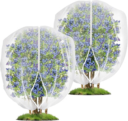 2PCS 4 x 5 ft Fruit Tree Netting Cover with Zipper and Drawstring,Garden Insect Netting Plant Cover Transparent Bird Plant Barrier Flower Fruit Mesh Screen for Preventing Deer Squirrel Bug