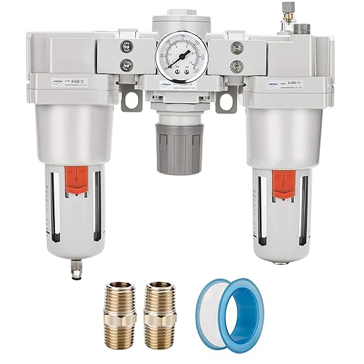 NANPU 1" NPT Air Filter, Regulator & Lubricator (FRL) Combo - Water/Oil Trap Separator - Pressure Gauge(0-150 psi), 5 Micron Brass Element, Semi-Auto Drain, Poly Bowl, Metal Bracket