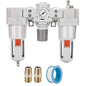 NANPU 1" NPT Air Filter, Regulator & Lubricator (FRL) Combo - Water/Oil Trap Separator - Pressure Gauge(0-150 psi), 5 Micron Brass Element, Semi-Auto Drain, Poly Bowl, Metal Bracket