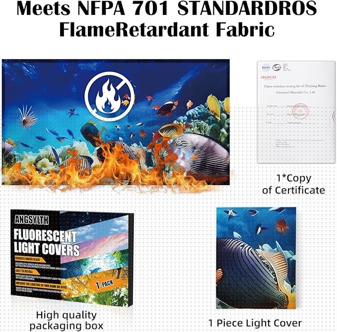 Fluorescent Light Covers - Classroom Covers for Ceiling Lights, 1 PCS 4 x 2 Feet Magnetic Light Filters, Classroom, Office Decor (Underwater World)