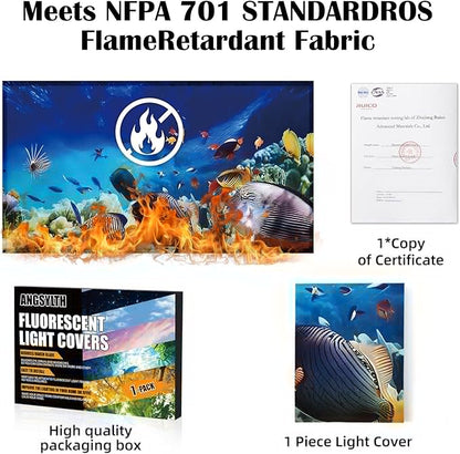 Fluorescent Light Covers - Classroom Covers for Ceiling Lights, 1 PCS 4 x 2 Feet Magnetic Light Filters, Classroom, Office Decor (Underwater World)