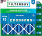 Filterbuy 25x25x4 Air Filter MERV 13 Optimal Smoke & Allergy Defense (6-Pack), Electrostatic Pleated HVAC AC Furnace Filters Replacement, Made in USA (Actual Size: 24.50 x 24.50 x 3.63)