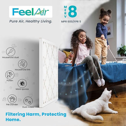 20x25x1 Air Filter, MERV 8, 6 Pack – Premium Pleated HVAC & Furnace Filter, Electrostatic AC Filter Replacement (Actual Size: 19.50" x 24.50" x 0.75")