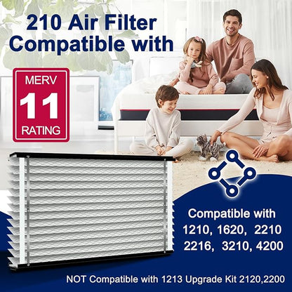 2-Pack 210 Air Filter Replacement Compatible with AprilAire Whole House Air Purifiers,Models 1210, 1620, 2210, 2216, 3210, 4200, MERV 11, Size: 20x25x4 Pleated HVAC AC Furnace Filter