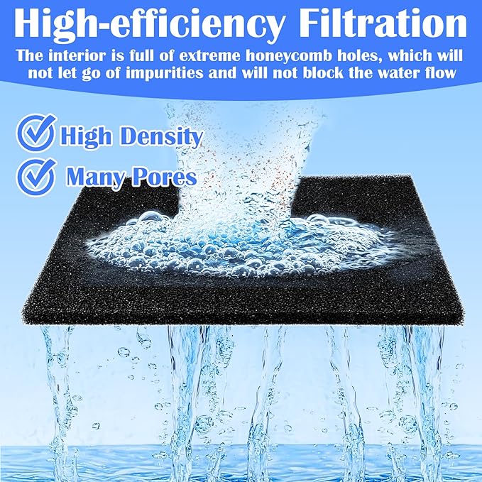 Aquarium Filter Pad - Aquarium Filter Media, Aquarium Filter Floss,15.7 x 19.6in Filter Pad, Filter Floss for Fish Tank, Aquarium, Ponds,Garden，Saltwater, Fershwater,Plant, Trutle(Black)